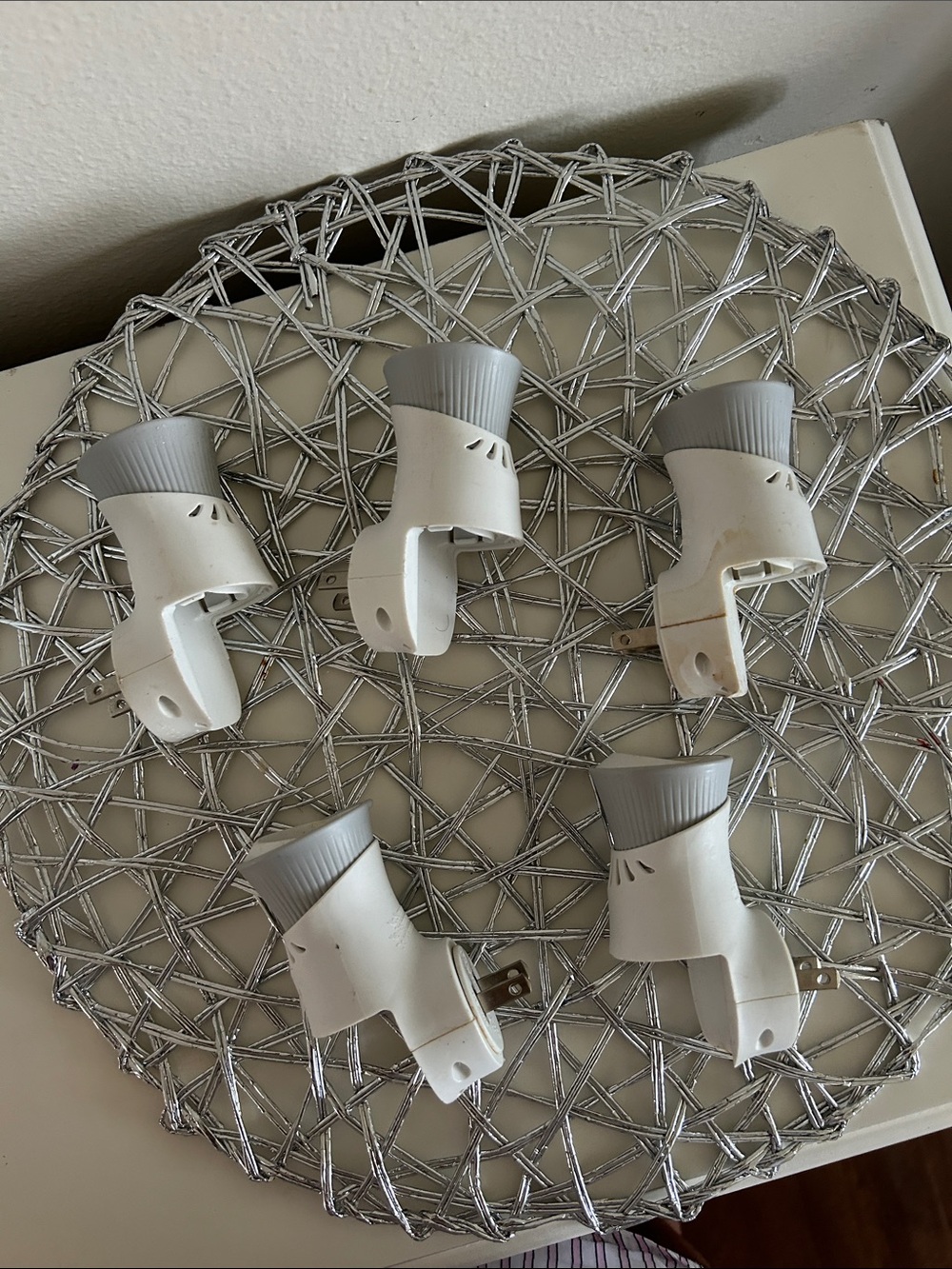 5 White and Gray Wall Fragrance Plugs   - Home Wall Decor